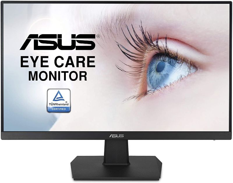 Photo 1 of Asus VA24EHE 23.8” Monitor, 1080P, Full HD, IPS, 75Hz, HDMI D-Sub DVI-D, Adaptive-Sync / FreeSync, VESA wall mountable, Eye Care, Flicker-free and Low Blue Light
