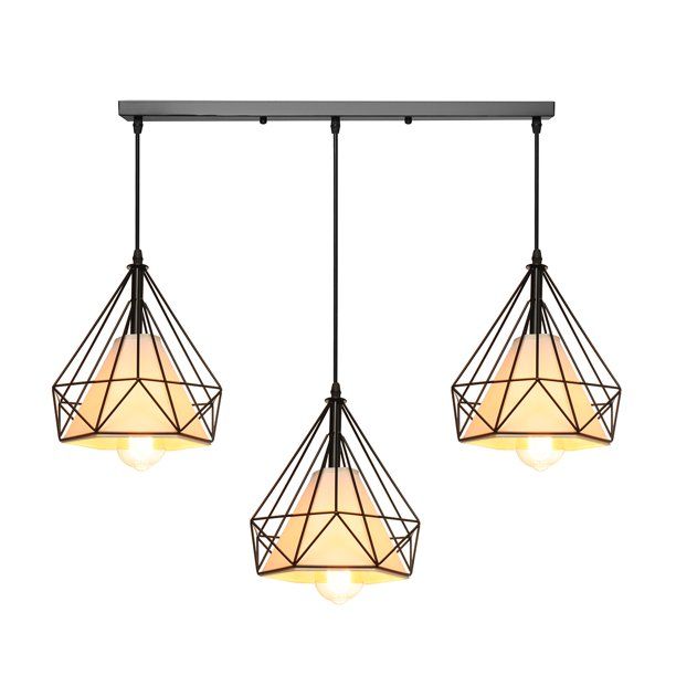 Photo 1 of (stock image for reference only not exact image)
Industrial 3-Light Pendant Lighting, Adjustable Hanging Light Fixtures, Vintage Farmhouse Pendant Light with Metal Caged 