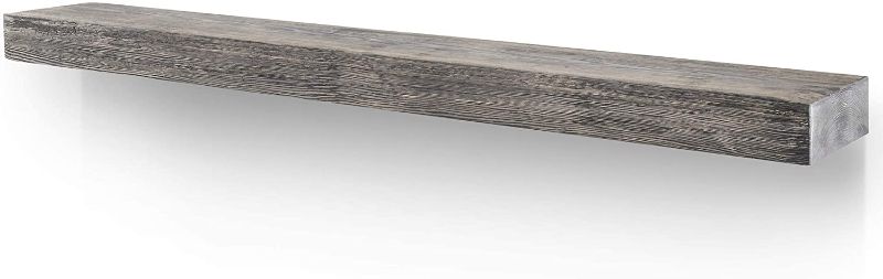 Photo 1 of BoscoMondo Rustic Fireplace Mantel Floating Shelf - 60'' X 7'' X 3'' Solid Pine Wood - Wall Decor, Mounted Farmhouse Shelving - Invisible Heavy Duty Bracket (Grey, 60'')
