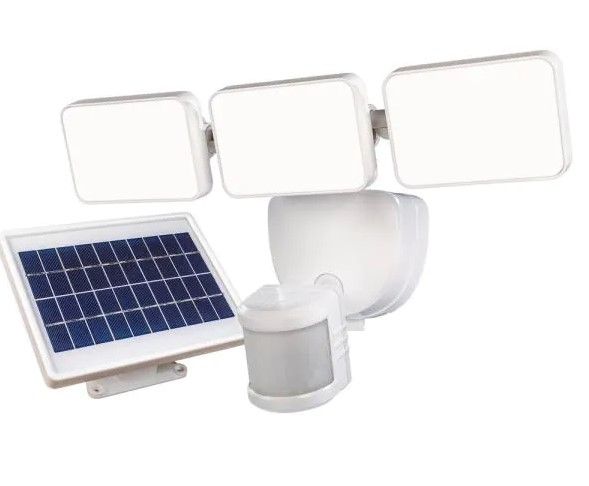 Photo 1 of  Defiant 180° 3-Head White Solar Powered Motion Outdoor Integrated LED Flood Light