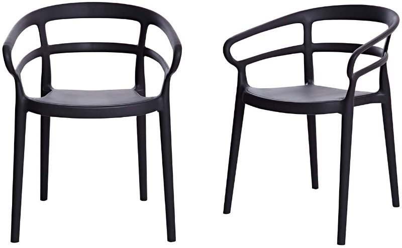 Photo 1 of Amazon Basics Dark Grey, Curved Back Dining Chair-Set of 2, Premium Plastic
Color:Dark Grey