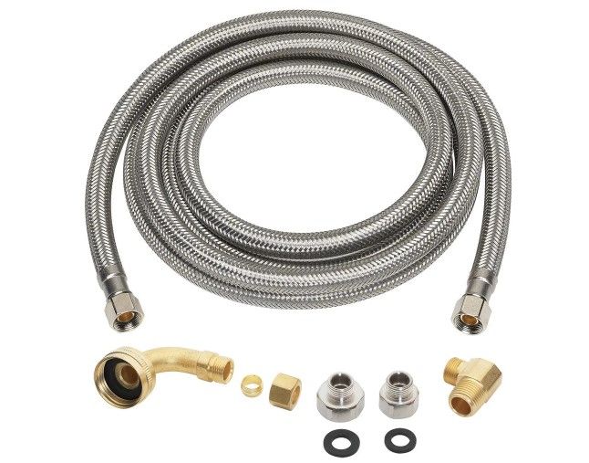 Photo 1 of 3/8 in. x 3/8 in. x 96 in. Stainless Steel Universal Dishwasher Supply Line
