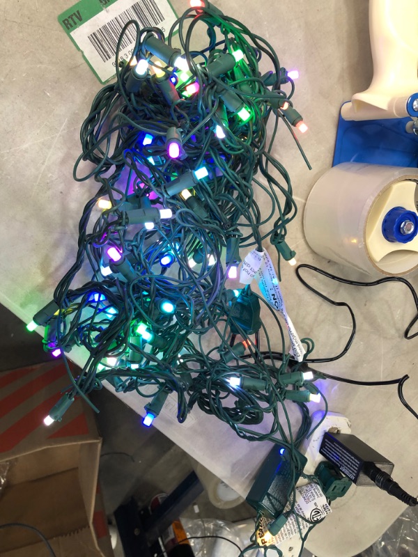 Photo 2 of 48 in. H x 66 in. W 72-Light LuxeSparkle Multi Color Christmas Net Light with Green Wire
