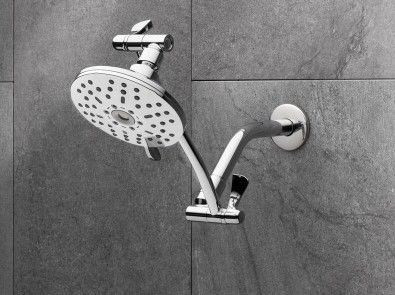 Photo 1 of 3-Spray Patterns with 1.8 GPM 5.4 in Wall Mount Fixed Shower Head with Adjustable Shower Arm in Chrome
