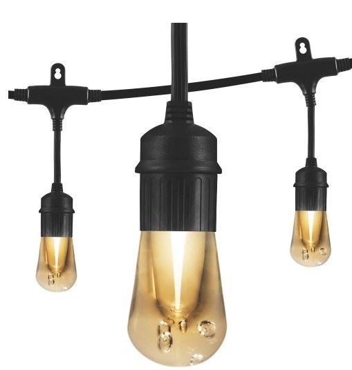 Photo 1 of 12-Bulb 24 ft. Vintage Cafe Integrated LED String Lights, Black
