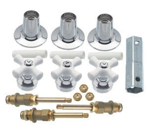 Photo 1 of **INCOMPLETE**
Porcelain Cross-Handle Bathtub and Shower Faucet Rebuild Kit
