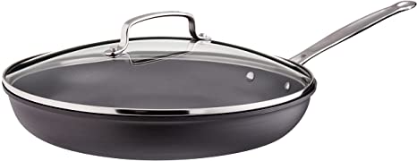 Photo 1 of (DENTED LID) 
Cuisinart 622-30G Chef's Classic Nonstick Hard-Anodized 12-Inch Skillet with Glass Cover, Black
