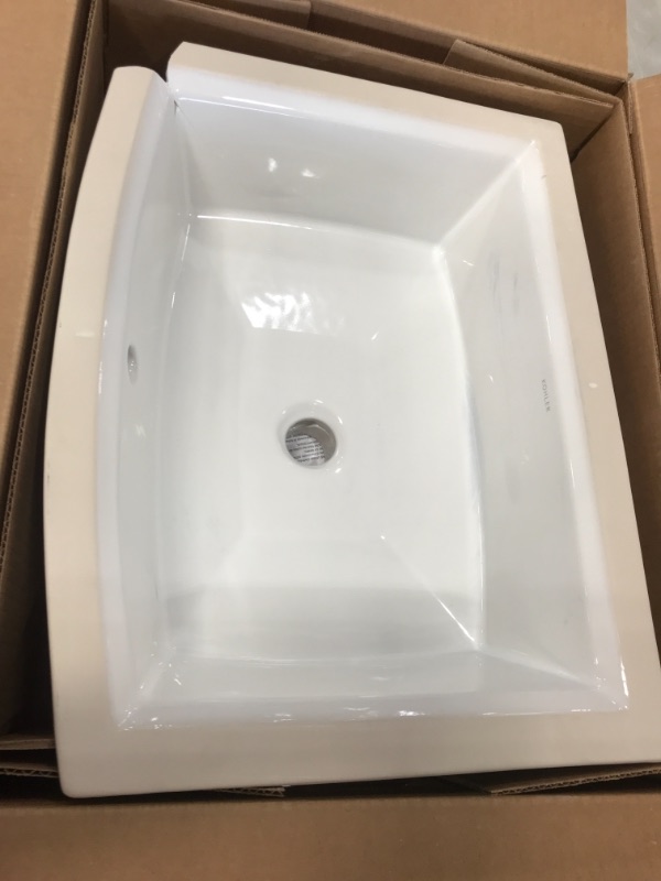 Photo 1 of (CRACKED CORNER; BROKEN OFF CORNER) 
KOHLER Archer Vitreous China Undermount Bathroom Sink in White with Overflow Drain