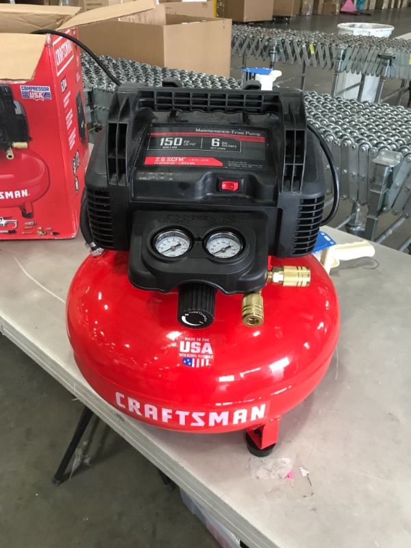 Photo 2 of (MISSING ALL ATTACHMENTS) 
CRAFTSMAN Air Compressor, 6 Gallon, Pancake, Oil-Free