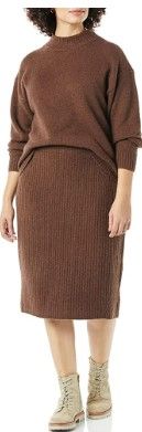 Photo 1 of Daily Ritual Women's Relaxed-Fit Cozy Boucle Mockneck Sweater & Pencil Skirt 2-Piece Outfit