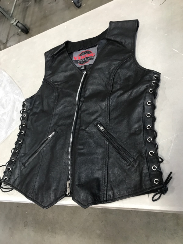 Photo 2 of Viking Cycle Haughty Motorcycle Leather Vest for Women, XL
