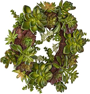 Photo 1 of (BROKEN OFF ENDS) 
Nearly Natural 4798 Artificial Succulent Wreath, 15-inch diameter, Green,20x20x20