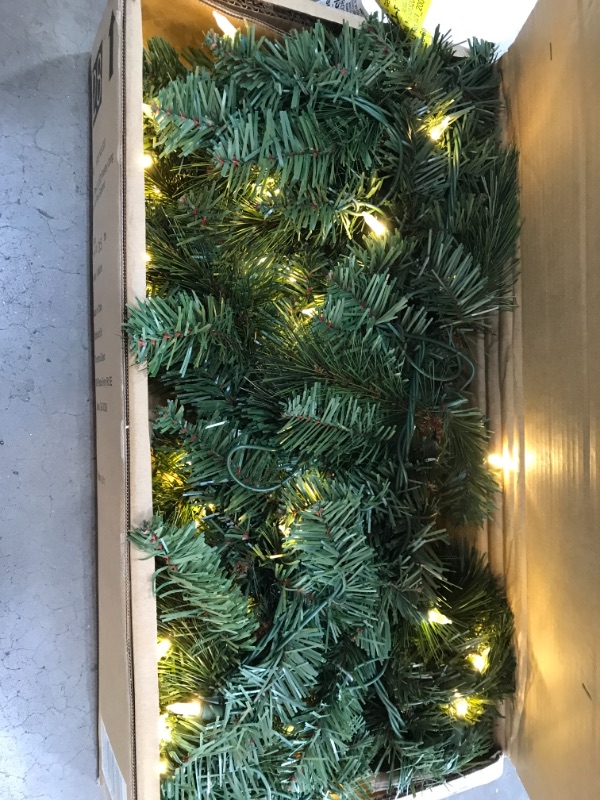 Photo 2 of 9 ft. Wesley Long Needle Pine Pre-Lit LED Artificial Christmas Garland with 60 Warm White Lights