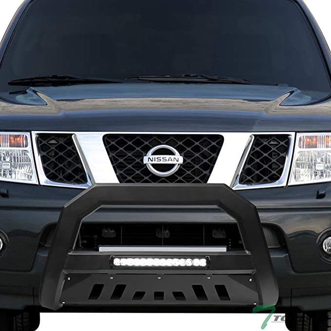 Photo 1 of (SCRATCH DAMAGES; MISSING HARDWARE) 
2005-2021 Nissan Frontier / 2005-2007 Pathfinder / 2005-2015 Xterra Matte Black AVT Style Aluminum LED Light Bull Bar Guard with Skid Plate