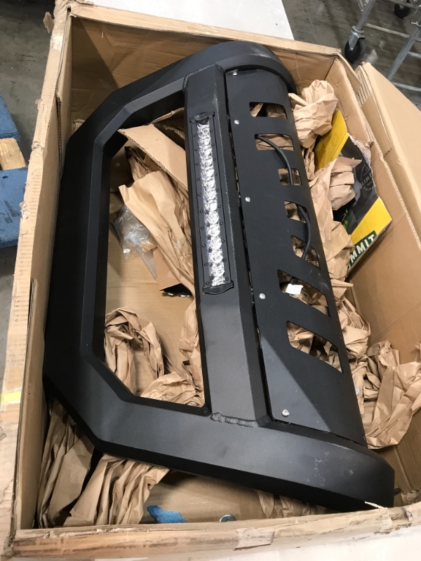 Photo 2 of (SCRATCH DAMAGES; MISSING HARDWARE) 
2005-2021 Nissan Frontier / 2005-2007 Pathfinder / 2005-2015 Xterra Matte Black AVT Style Aluminum LED Light Bull Bar Guard with Skid Plate