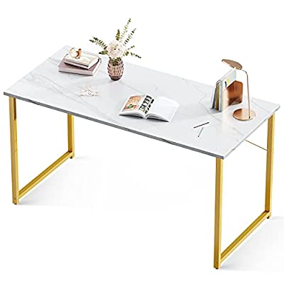 Photo 1 of (SCRATCHED SURFACES) coleshome computer desk 63" white marble gold legs