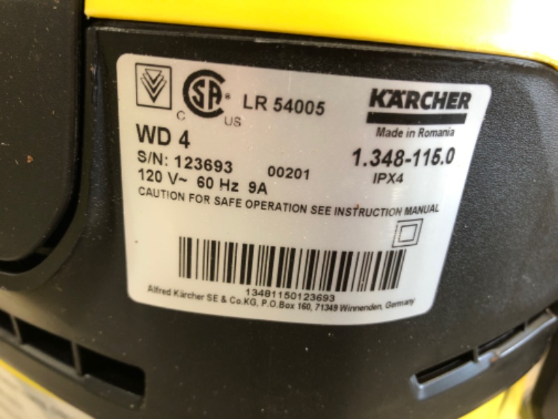 Photo 4 of (CRACKED ATTACHMENT )
Karcher WD4 Multi-Purpose Wet Dry Vacuum Cleaner with 1800W Motor
