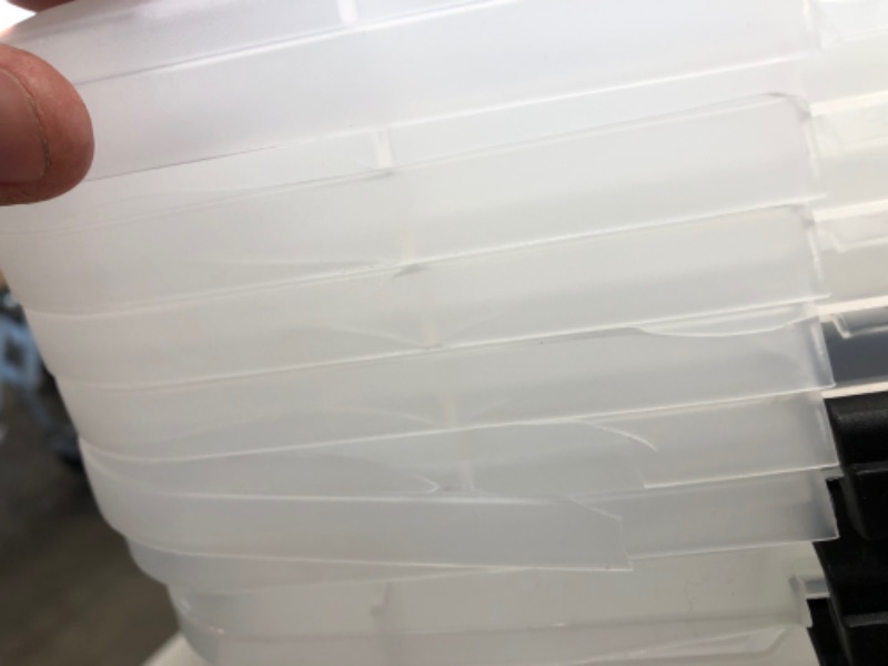 Photo 2 of (CRACKED LIDS/CONTAINERS; BROKEN OFF HANDLE)
IRIS USA 54 Qt Clear Plastic Storage Box with Latches, 6 Pack