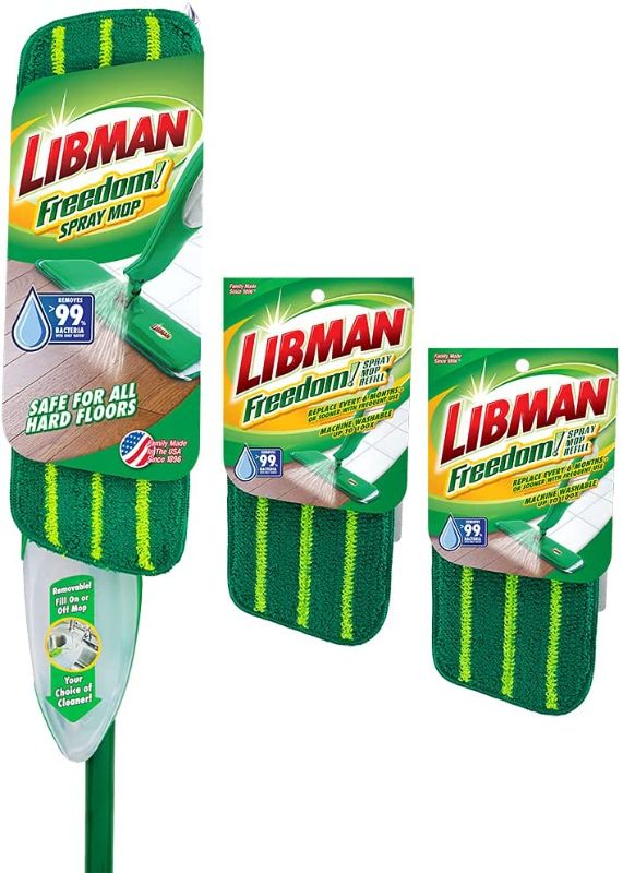 Photo 1 of (PREVIOUSLY BROKEN AND FIXED)
Libman Freedom Kit Spray Mop, Includes 2 Microfiber Refill Pads, Green, White
