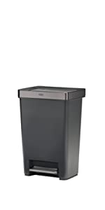 Photo 1 of (HOOK DAMAGED) Rubbermaid 2129977 Premier Series I Step-On Trash Can for Home and Kitchen, Stainless Steel Pedal, 13 Gallon, Charcoal
