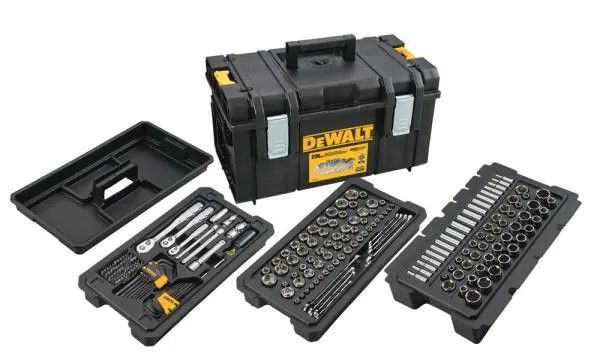 Photo 1 of (PUNCTURED CARRIER SIDE; BROKEN OFF HARDWARE CARRIER ENDS) 
DEWALT Mechanics Tool Set (226-Piece) with TOUGHSYSTEM 22 in. Medium Tool Box