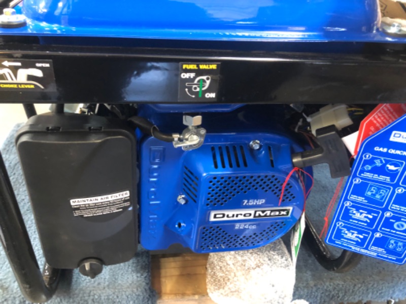 Photo 6 of DuroMax XP5500E Gas Powered Portable Generator-5500 Watt Electric Start-Camping & RV Ready, 50 State Approved, Blue/Black
