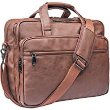 Photo 1 of Leather Laptop Bag, Men's 15.6 Inches 17.3 Inches Messenger Briefcase Business Satchel Computer Handbag Shoulder Bag
