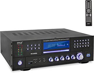 Photo 1 of 4-Channel Wireless Bluetooth Power Amplifier - 1000W Stereo Speaker Home Audio Receiver w/ FM Radio, USB, Headphone, 2 Microphone w/ Echo, Front Loading CD DVD Player, LED, Rack Mount - Pyle PD1000BA
