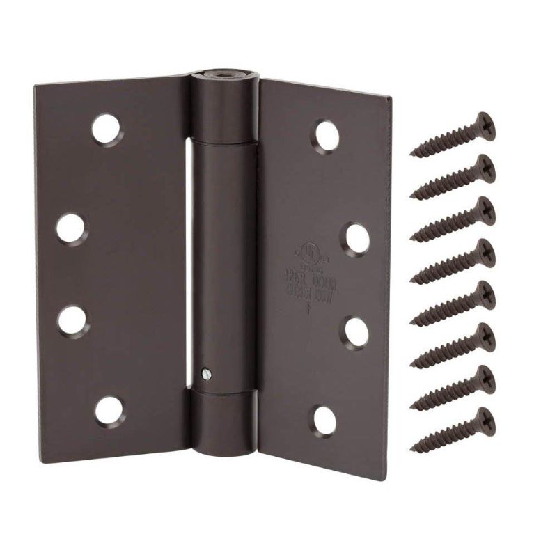 Photo 1 of 4-1/2 in. Oil-Rubbed Bronze Adjustable Spring Door Hinge - 3 pack