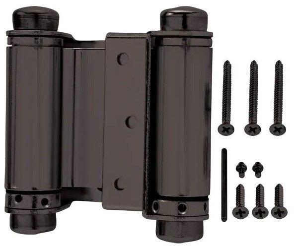 Photo 1 of 3 in. Square Oil-Rubbed Bronze Double-Action Spring Door Hinge - 5 pack
