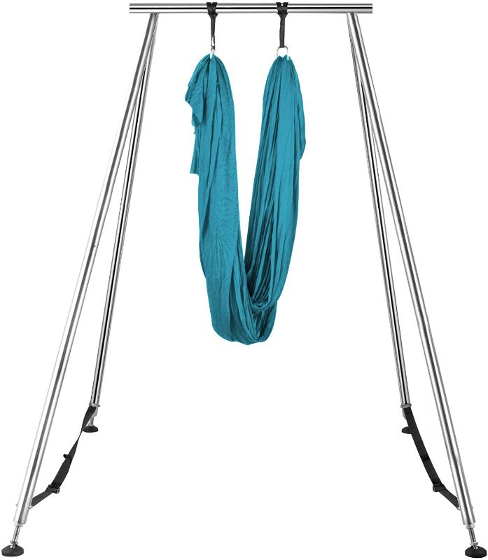 Photo 1 of Happybuy Yoga Sling Inversion, 9.6 FT Height Inversion Yoga Swing Stand,Max Capacity 551lbs/250kg Aerial Yoga Frame with 236in/6m Yoga Swing Inversion Sling Body Bundle Safety Belts