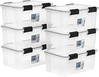 Photo 1 of (CRACKED LATCH CORNER; CRACKED LIDS)
IRIS USA Weathertight Plastic Storage Bin Tote Organizing Container with Durable Lid and Seal and Secure Latching Buckles, Clear, 19Qt (6 count)
