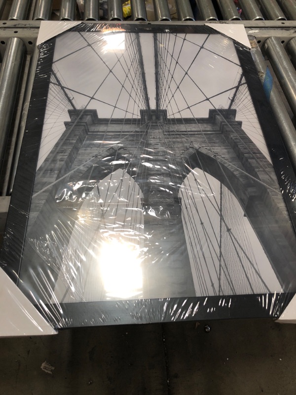 Photo 2 of (CRACKED FRONT)
americanflat brooklyn bridge framed photo, 32.5" x 22.5"