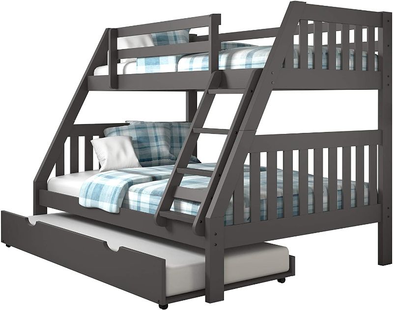 Photo 1 of ***BOX 1 OF 3** Kids Full Dark Grey Mission Bed with Twin Trundle Bunk, Twin Twin** NEED BOX 2 AND 3 TO COMPLETE**