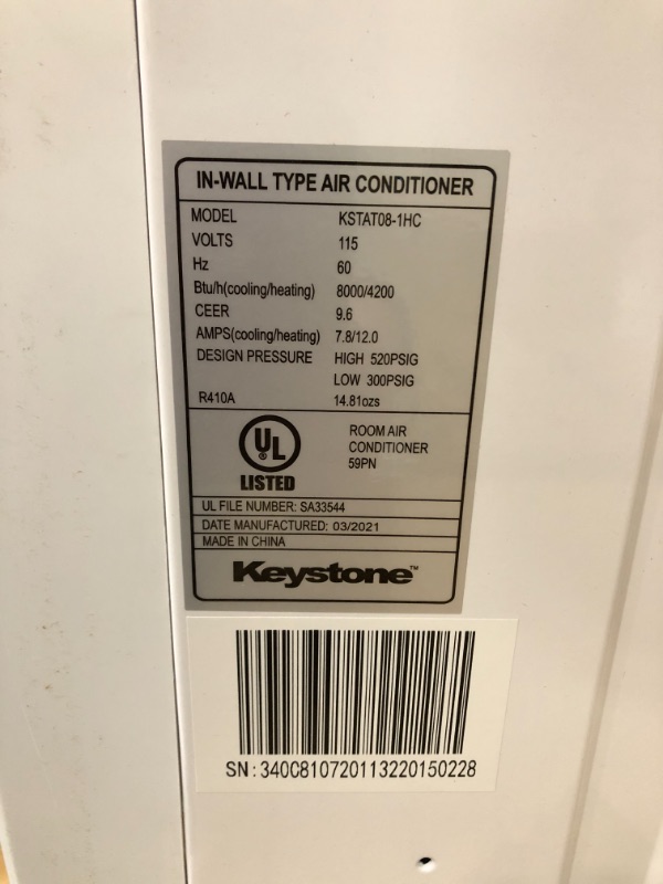 Photo 4 of Keystone 8,000 BTU 115V Through-The-Wall Air Conditioner | Energy Star | Follow Me LCD Remote Control | Dehumidifier | Sleep Mode | 24H Timer | AC for Rooms up to 350 Sq. Ft. | KSTAT08-1C 20.3 x 24.2 x 14.5 inches

