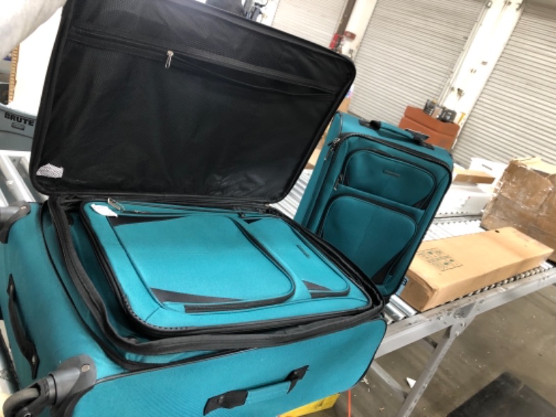 Photo 4 of U.S. Traveler Aviron Bay Expandable Softside Luggage with Spinner Wheels, Teal, 3-Piece Set
