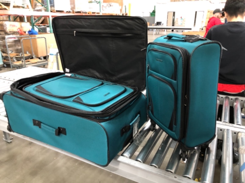 Photo 3 of U.S. Traveler Aviron Bay Expandable Softside Luggage with Spinner Wheels, Teal, 3-Piece Set
