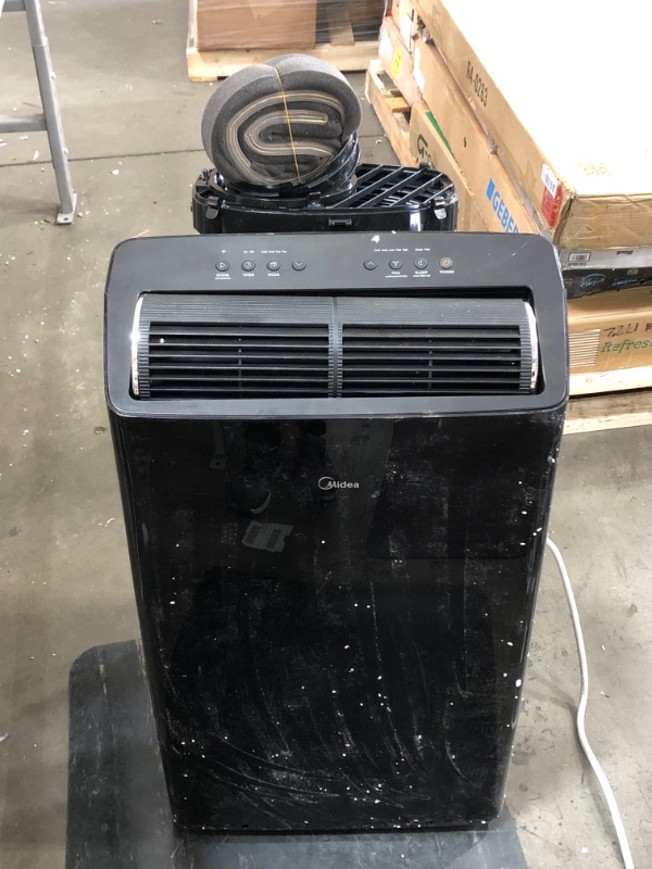 Photo 1 of DAMAGED: MIDEA MAP12S1TBL 12,000 (10,000 BTU SACC) Duo Ultra Quiet Smart HE Inverter Portable Air Conditioner, Dehumidifier, and Fan, Works With Alexa, Includes Remote Control, Cools up to 450 sq.ft, Black
