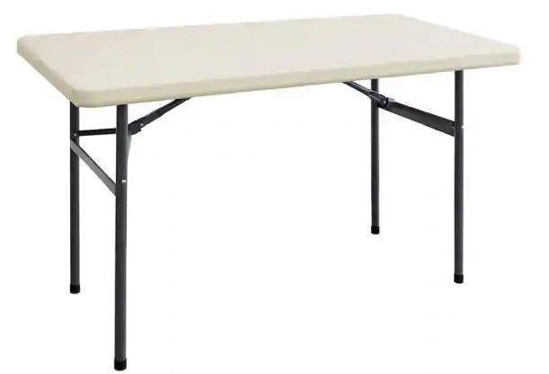 Photo 1 of 4 ft. Earth Tan Plastic Folding Banquet Table
