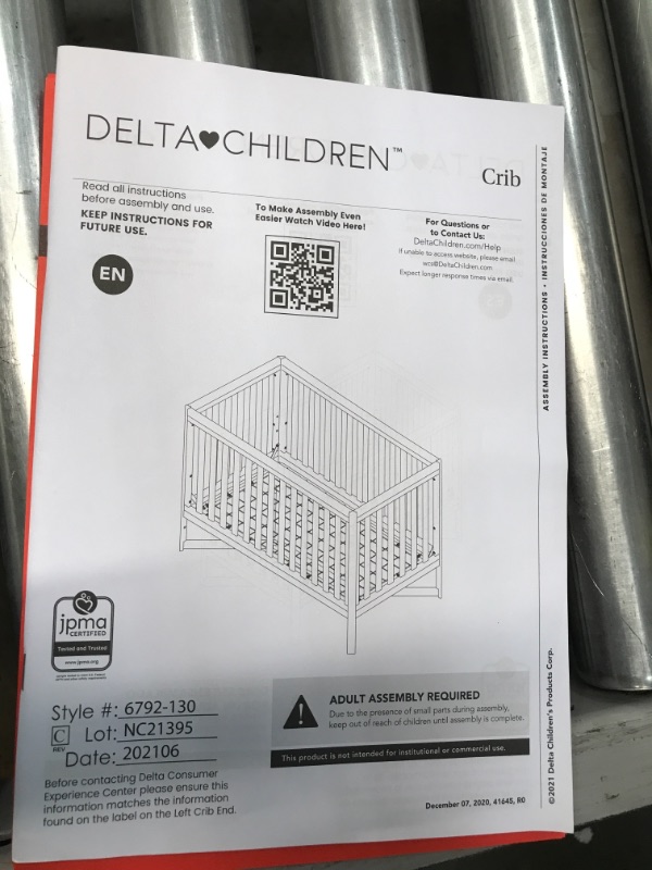 Photo 4 of PARTS ONLY** Delta Children Tribeca 4-in-1 Convertible Crib in Bianca White
