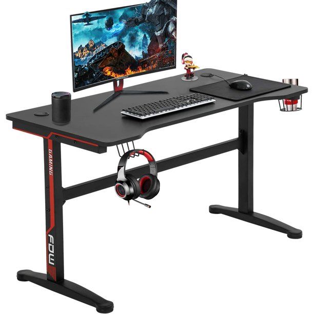 Photo 1 of LCH Gaming Desk Computer Desk Home Office Desk Modern Ergonomic PC Writing Desk, Red
