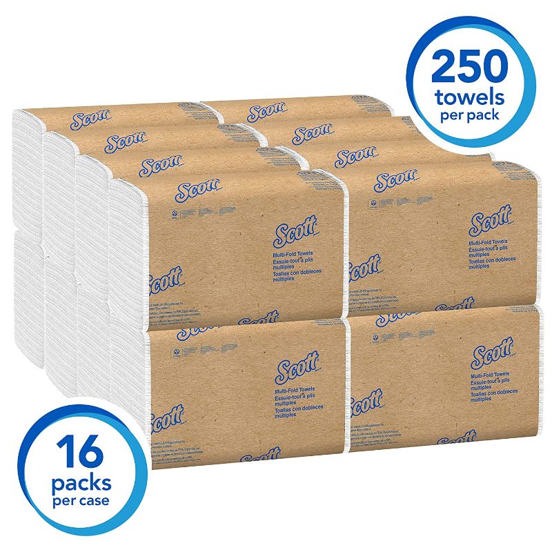Photo 1 of Scott Essential Multifold Paper Towels (01804) with Fast-Drying Absorbency Pockets, White, 14 Packs / Case, 250 Multifold Towels / Pack