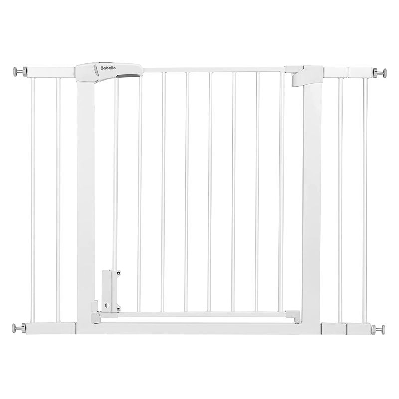 Photo 1 of BABELIO Metal Baby Gate with Wireless Alarm, 29-40 Inch Dog Gate with Door, Easy Step Extra Wide Pressure Mounted Child Gate, No Drilling, Walk Thru Safety Pet Gates for Stairs and Doorways
