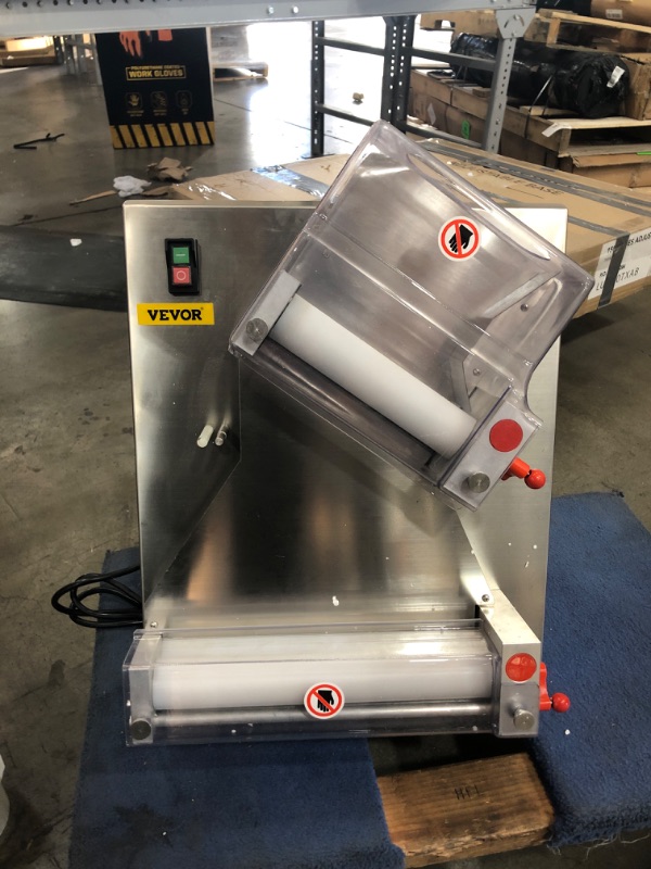 Photo 2 of VEVOR Pizza Dough Roller Sheeter, Max 12" Automatic Commercial Dough Roller Sheeter, 370W Electric Pizza Dough Roller Stainless Steel, Suitable for Noodle Pizza Bread and Pasta Maker Equipment
