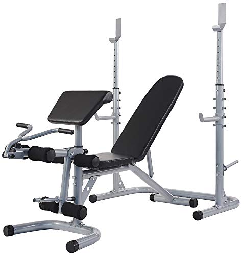 Photo 1 of BalanceFrom RS 60 Multifunctional Workout Station Adjustable Olympic Workout Bench with Squat Rack, Leg Extension, Preacher Curl, and Weight Storage,
