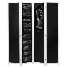 Photo 1 of MyGift 4 Panel Chalkboard Room Divider with Dual-Hinges, 71" Tall, White  Wood Frame -