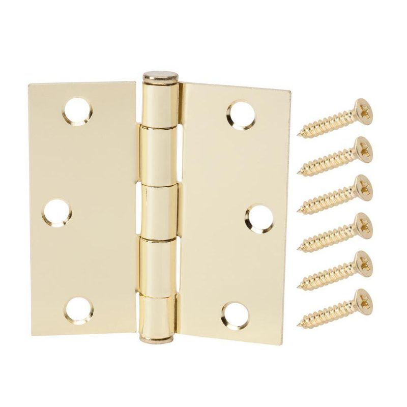 Photo 1 of 19ct Everbilt 3 in. Satin Brass Square Corner Door Hinge