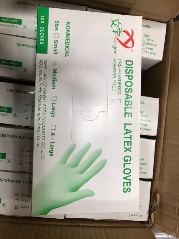 Photo 1 of SET OF 10 Medium Disposable Latex Gloves (100-Count)-TOTAL OF 1000 Count