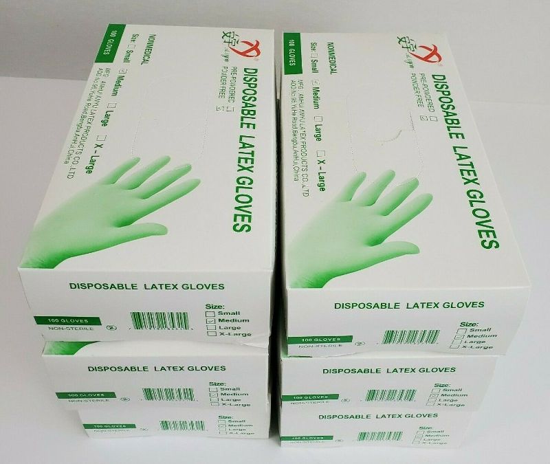 Photo 1 of SET OF 10 Medium Disposable Latex Gloves (100-Count)-TOTAL OF 1000 Count