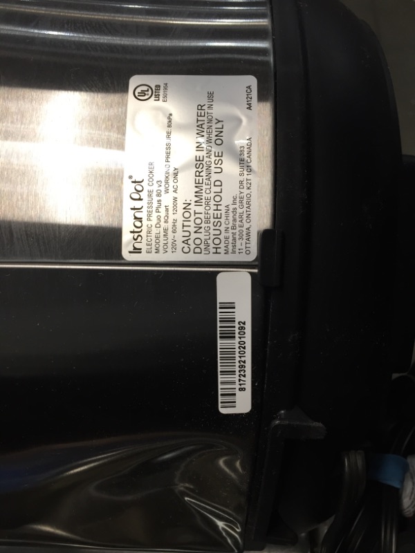 Photo 1 of Instant Pot Duo Plus 8 qt 9-in-1 Slow Cooker/Pressure Cooker